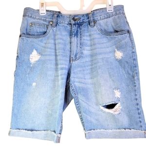 EMPIRE Distressed Jean Shorts  Medium Wash Men Size 32